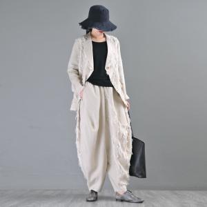 Dew Retting Tassel Blazer Loose Customized Linen Outerwear