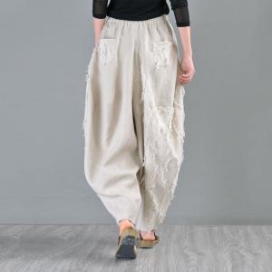 Summer Style Linen Fringed Pants Custom Designer Balloon Pants