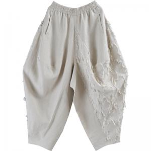 Summer Style Linen Fringed Pants Custom Designer Balloon Pants