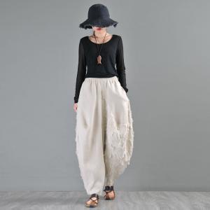 Summer Style Linen Fringed Pants Custom Designer Balloon Pants