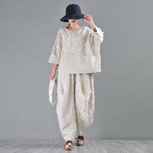 Summer Style Linen Fringed Pants Custom Designer Balloon Pants