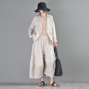 Relax-Fit Dew Retting Linen Tassel Pants Super Comfortable Wide Leg Trousers