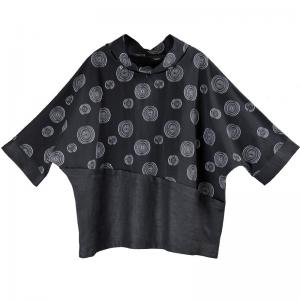 Annual Ring Linen T-shirt Loose Black Designer Pullover