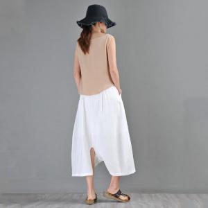 Beach Fashion Linen Harem Culottes Rope Belted Resort Attire