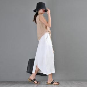 Beach Fashion Linen Harem Culottes Rope Belted Resort Attire