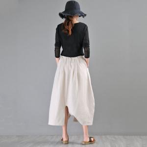 Beach Fashion Linen Harem Culottes Rope Belted Resort Attire