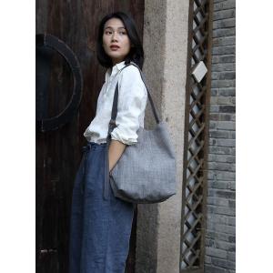 Folk Straps Cotton Linen Bucket Bag for Women