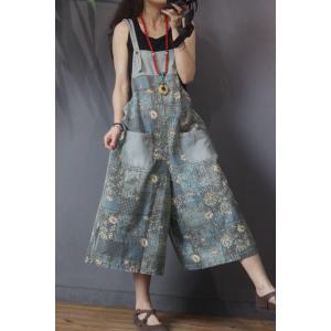 Thin Denim Wide Leg Dungarees Summer Tropical Overalls