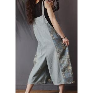 Thin Denim Wide Leg Dungarees Summer Tropical Overalls