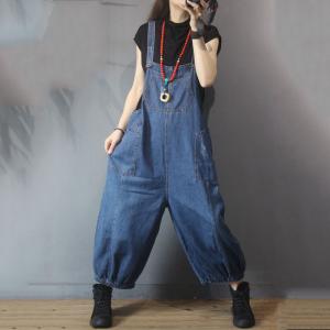 Street Style Womens Bloomer Overalls Baggy Jean Overalls