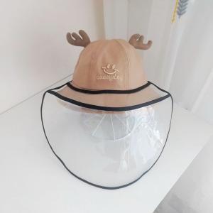 Cute Antler Embroidered Bucket Hat with Face Shield Mask for Kids