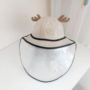 Cute Antler Embroidered Bucket Hat with Face Shield Mask for Kids