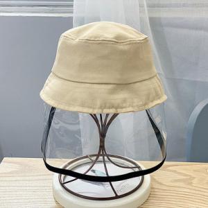 Little Kids Plain Cotton Bucket Hat with Face Shield Mask