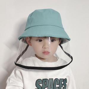 Little Kids Plain Cotton Bucket Hat with Face Shield Mask