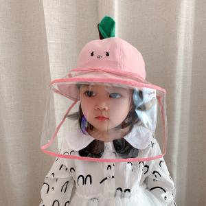 Lovely Cartoon Baby Bucket Sunhat with A Transparent Face Shield