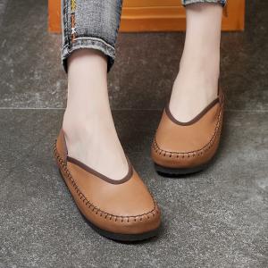 Super Comfortable Handmade Flats Cowhide Leather Anti-Slip Shoes