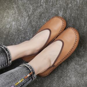 Super Comfortable Handmade Flats Cowhide Leather Anti-Slip Shoes