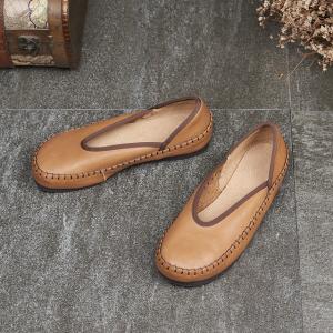 Super Comfortable Handmade Flats Cowhide Leather Anti-Slip Shoes