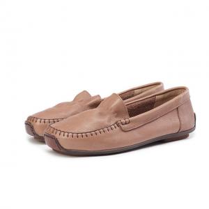 Ruffle Gommino Shoes Womens Cowhide Leather Slip-On