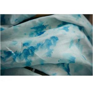 Light Blue Ramie Tie Dye Scarf for Women