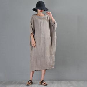 Basic Style Plus Size Linen Dress Half Sleeve Beach Dress