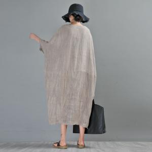 Basic Style Plus Size Linen Dress Half Sleeve Beach Dress