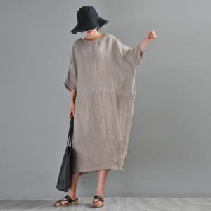 Basic Style Plus Size Linen Dress Half Sleeve Beach Dress