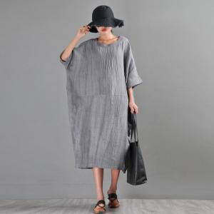 Side Zip Gray Flax Clothing Summer Large Casual Caftan