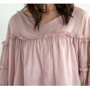 Puff Sleeve Ruffle Blouse Large Ramie Summer Shirt for Women