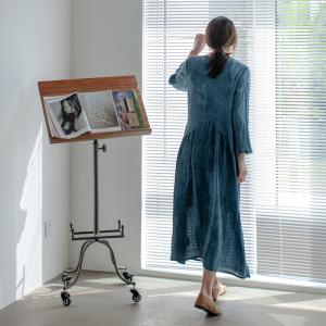 Long Sleeve Tie-Dye Shift Dress Linen Pleated Cruise Dress