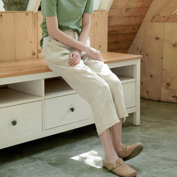 Solid Color Straight-Leg Pants Linen Summer Trousers