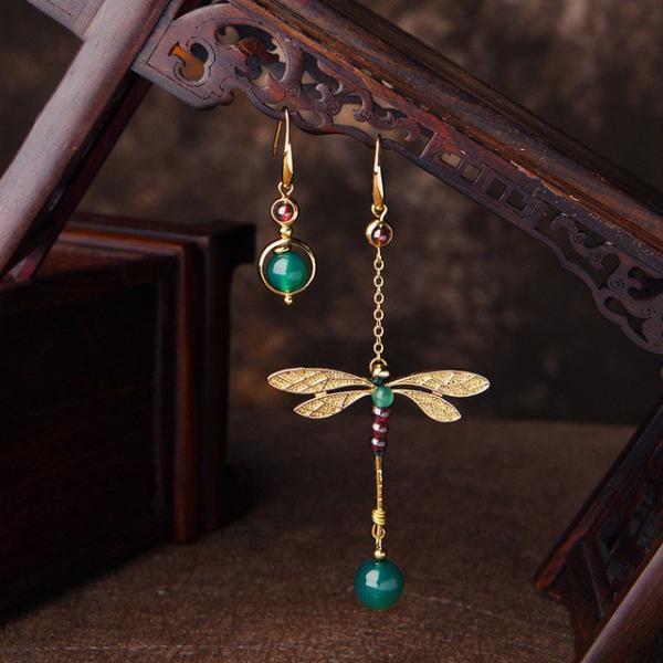 Vintage Dragonfly Long Earrings