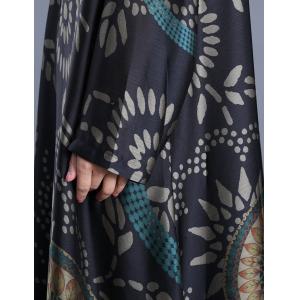 Totem Pattern Silk Modest Dress Loose Maxi Church Dress