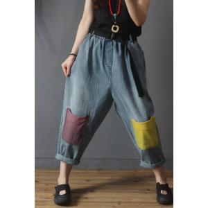 Colorful Pockets 90s Mom Jeans Womens Korean Street Wear