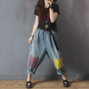 Colorful Pockets 90s Mom Jeans Womens Korean Street Wear