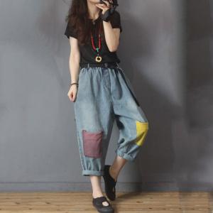 Colorful Pockets 90s Mom Jeans Womens Korean Street Wear