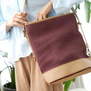 Vintage Cotton Linen Bucket Bag for Women