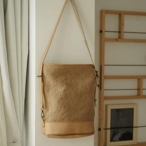 Vintage Cotton Linen Bucket Bag for Women