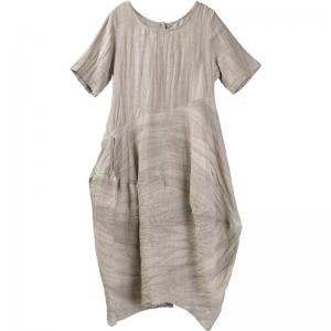 Loose-Fitting Linen Oversized Shirt Dress Summer Short Sleeve Dress