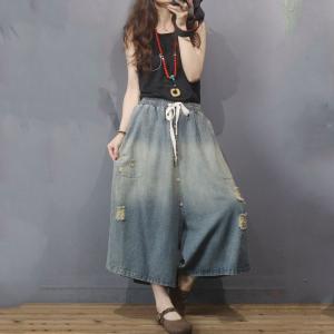 Lovely Sunflowers Wide Leg Jeans Fashion Drawstring Jeans