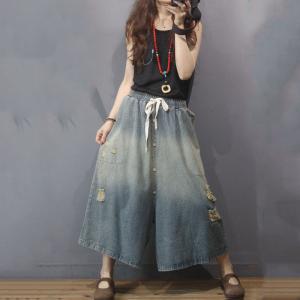 Lovely Sunflowers Wide Leg Jeans Fashion Drawstring Jeans