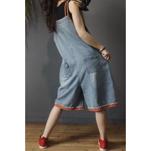 Button Down Overall Shorts Wide Leg Jean Dungarees