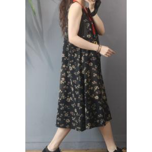 Ditsy Floral Black Jumper Dress Reversible Overall Dress