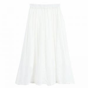 Lace Trim Linen Maxi Skirt Solid Color Summer Beach Skirt