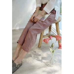 Straight-Leg Linen Pants Womans Fringed Comfy Trousers