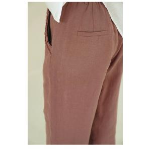 Straight-Leg Linen Pants Womans Fringed Comfy Trousers