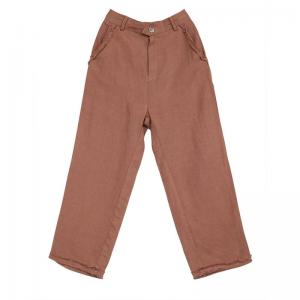 Straight-Leg Linen Pants Womans Fringed Comfy Trousers