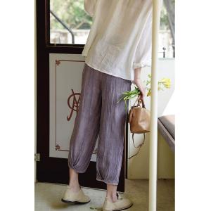 Casual Linen Tapered Pants Pleated Straight-Leg Trousers