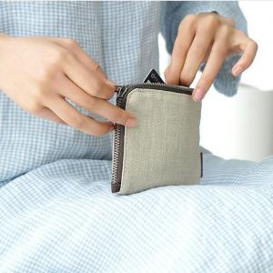 Solid Colors Linen Coin Purse Zip Small Wallets