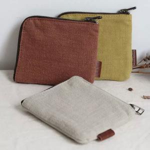 Solid Colors Linen Coin Purse Zip Small Wallets